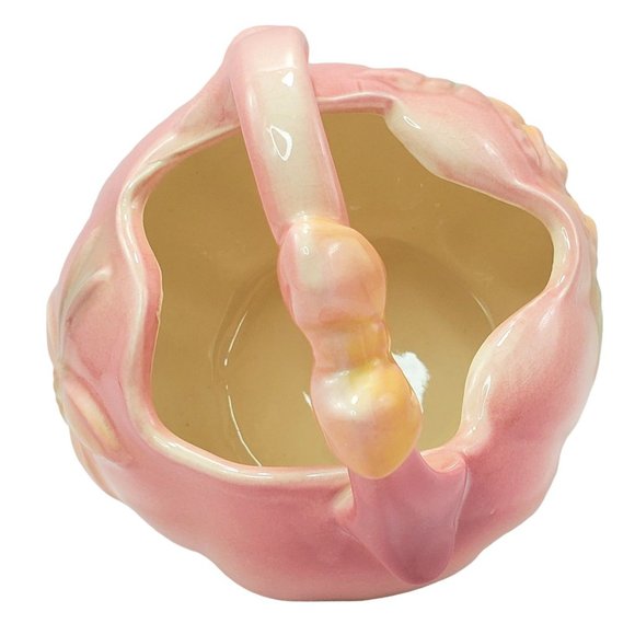 Hull Pottery Sun Glow Pink Basket Embossed Pansies & Butterfly Bow Knot MCM VTG - Picture 5 of 9